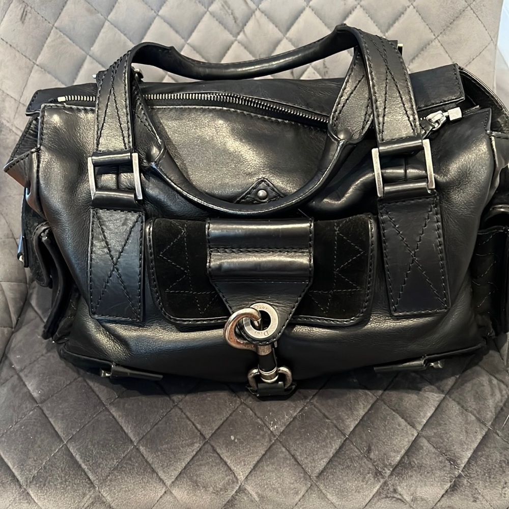 Beautiful classy Christian Dior satchel in black leather and suede never worn